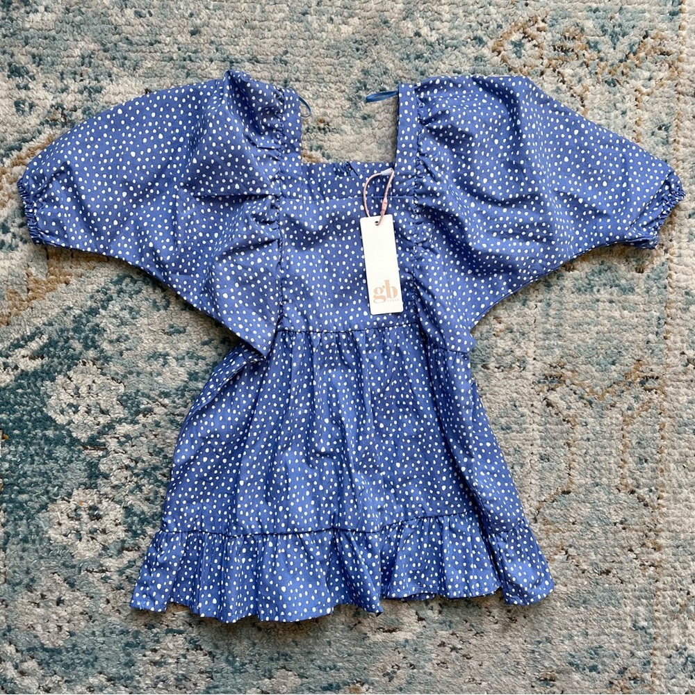 [GB Girls] NWT Blue Polka Dot Flare Dress-3T